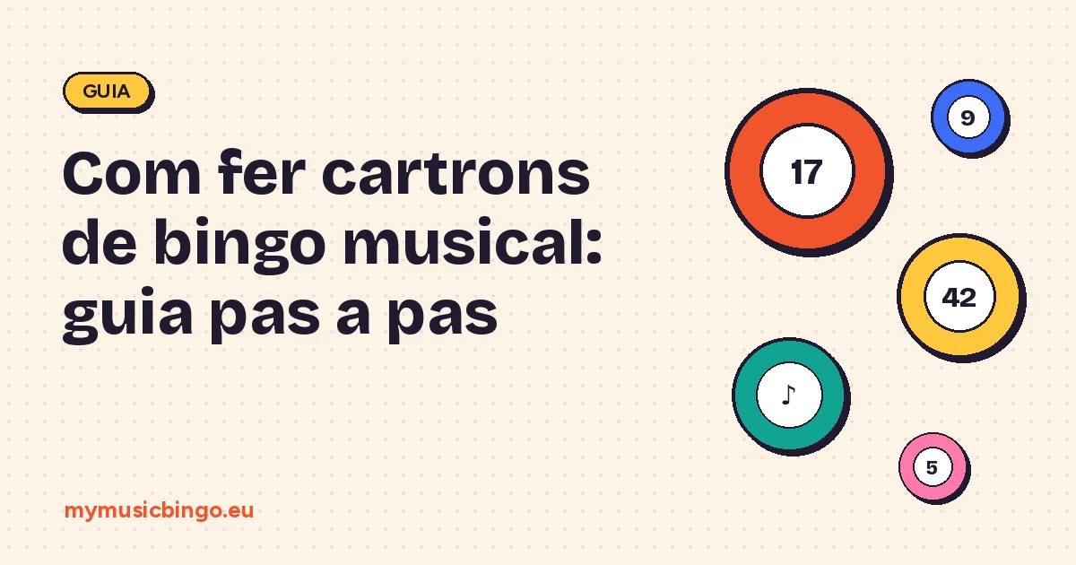 Boles de bingo de colors al costat del títol Com fer cartrons de bingo musical