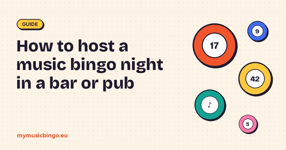 Bingo balls on a cream background next to the title How to host a music bingo night in a bar or pub